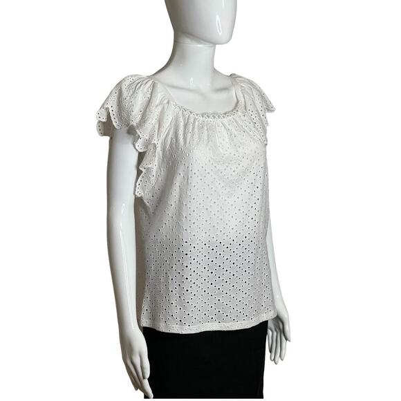 Joie Embroidered Blouse White Ruffles sleeve Size XS short Sleeve NWT - Picture 3 of 12